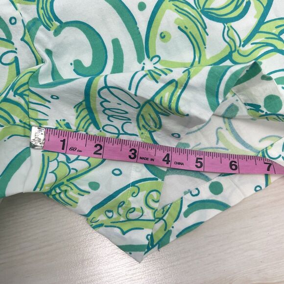 Lilly Pulitzer Shorts Women Size 8 Green White Fish Reef Stretch High Rise - Picture 10 of 14